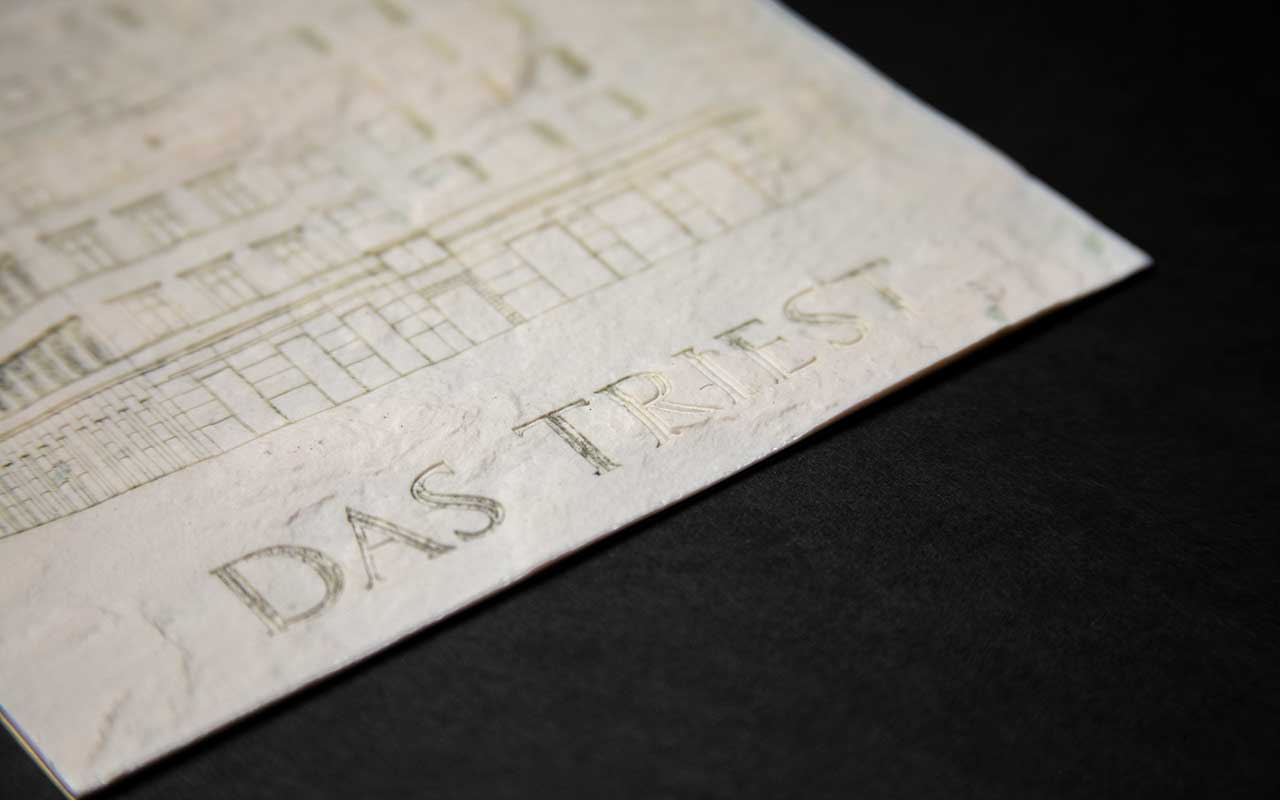 Einladung aus Steinfurnier - rausgebrannt