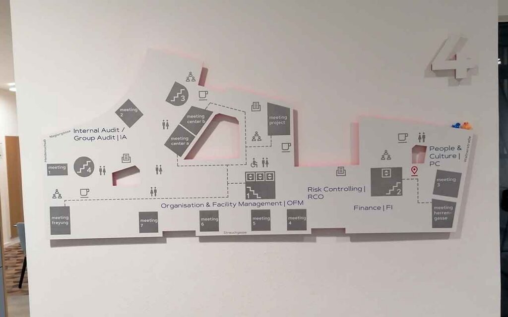 Leuchtfolie hinterklebt für Leitsystemschild